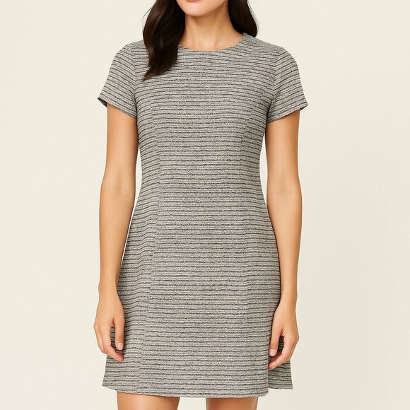Shoshanna Gold Black Cream Tweed Stripe Mini Dress Size 2 - Picture 1 of 6